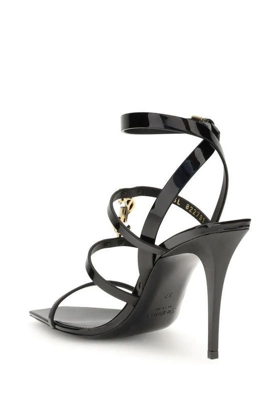 Saint Laurent Schwarze Kalbsleder Bos Taurus Stiletto-Sandalen by Saint Laurent