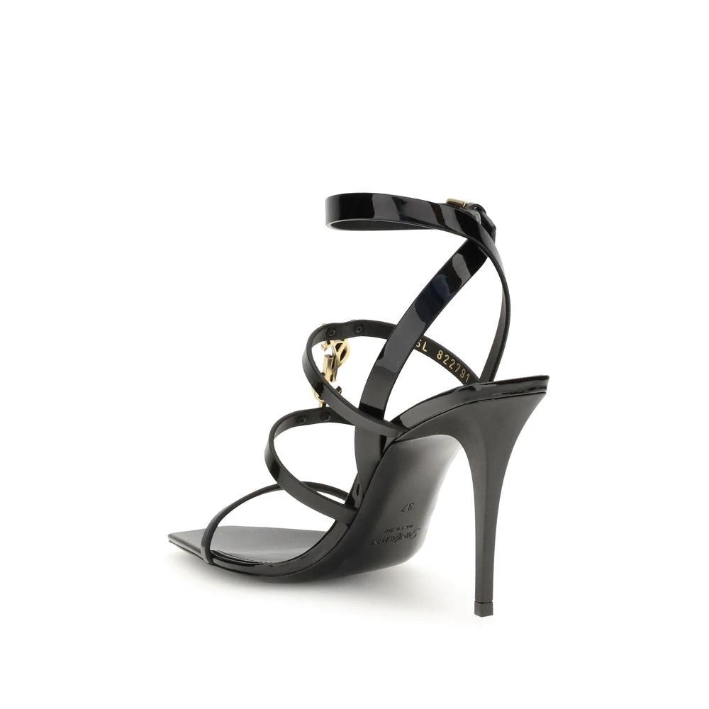 Saint Laurent Schwarze Kalbsleder Bos Taurus Stiletto-Sandalen by Saint Laurent