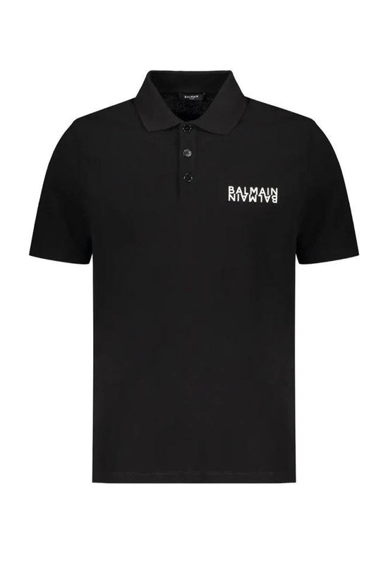 Balmain Schwarzes Polo-Shirt aus Baumwolle by Balmain