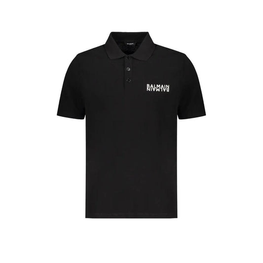 Balmain Schwarzes Polo-Shirt aus Baumwolle by Balmain