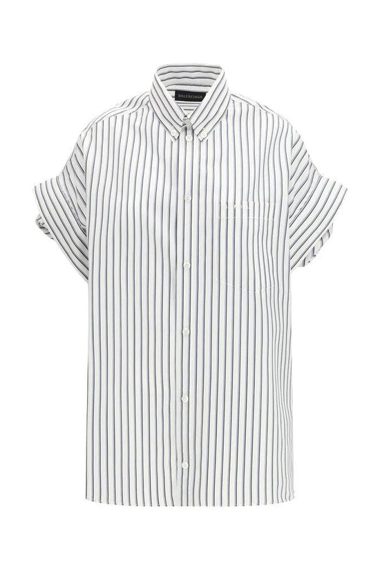Balenciaga Weißes Baumwollhemd mit kurzen Ärmeln by Balenciaga
