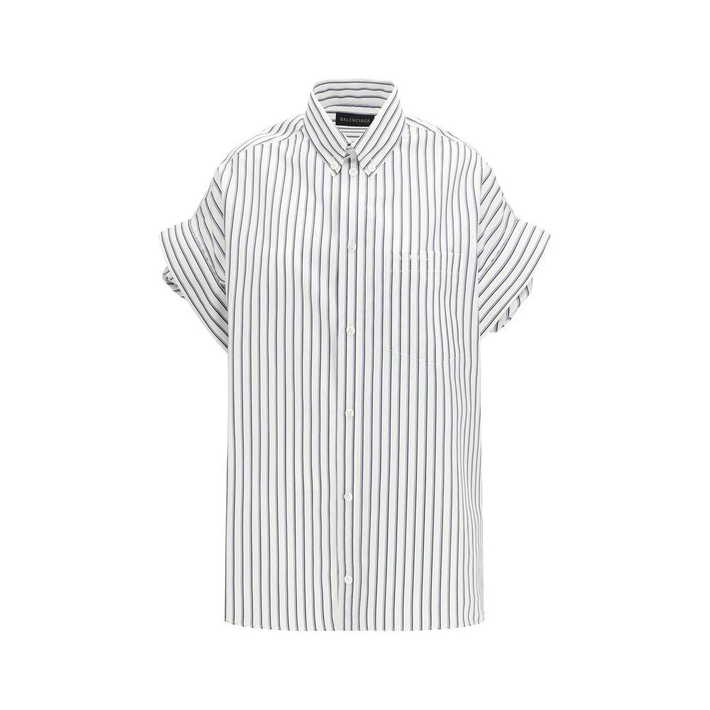 Balenciaga Weißes Baumwollhemd mit kurzen Ärmeln by Balenciaga