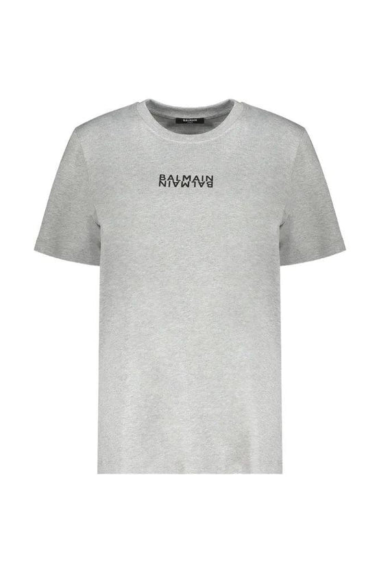 Balmain Graues Baumwoll-T-Shirt by Balmain