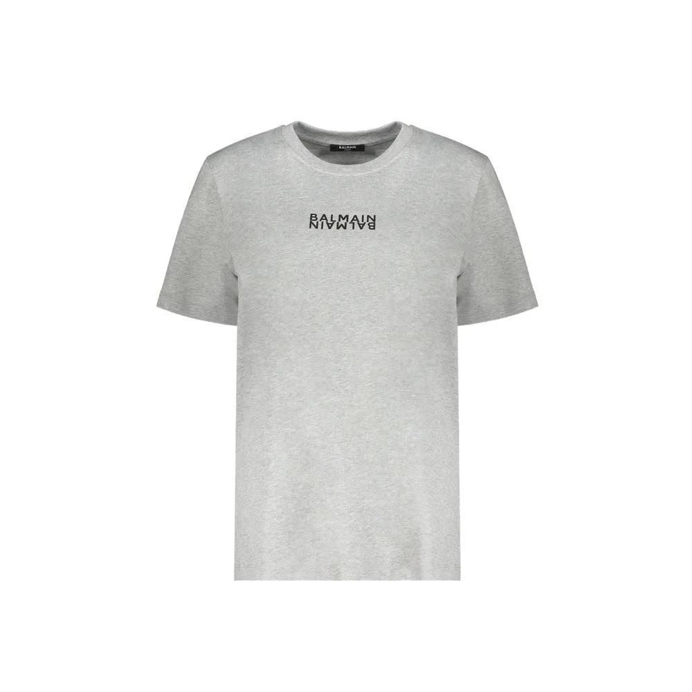 Balmain Graues Baumwoll-T-Shirt by Balmain