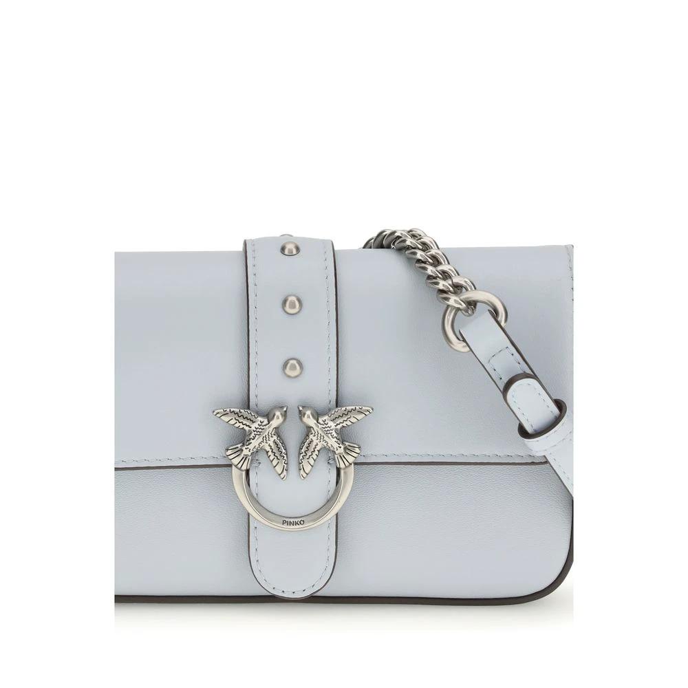 PINKO Schultertasche aus blauem Kalbsleder Bos Taurus by PINKO