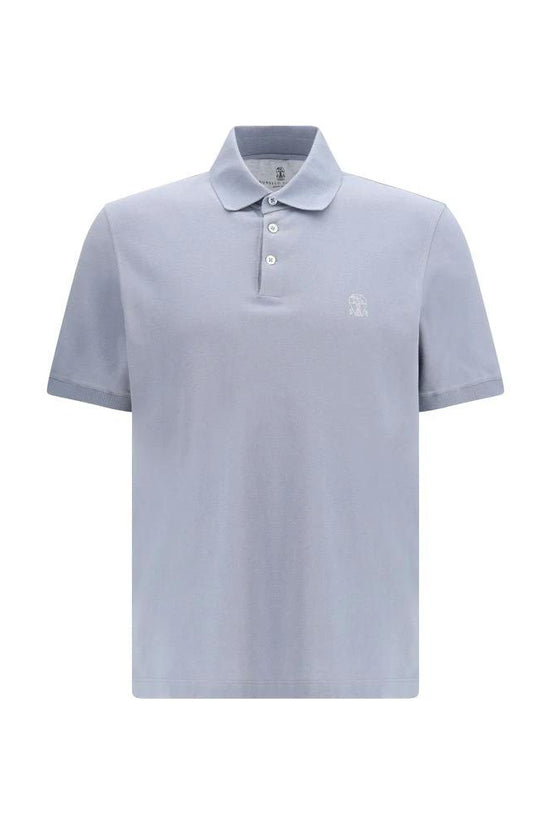 Brunello Cucinelli Cucinelli Blaues Baumwoll-Polohemd by Brunello Cucinelli Cucinelli