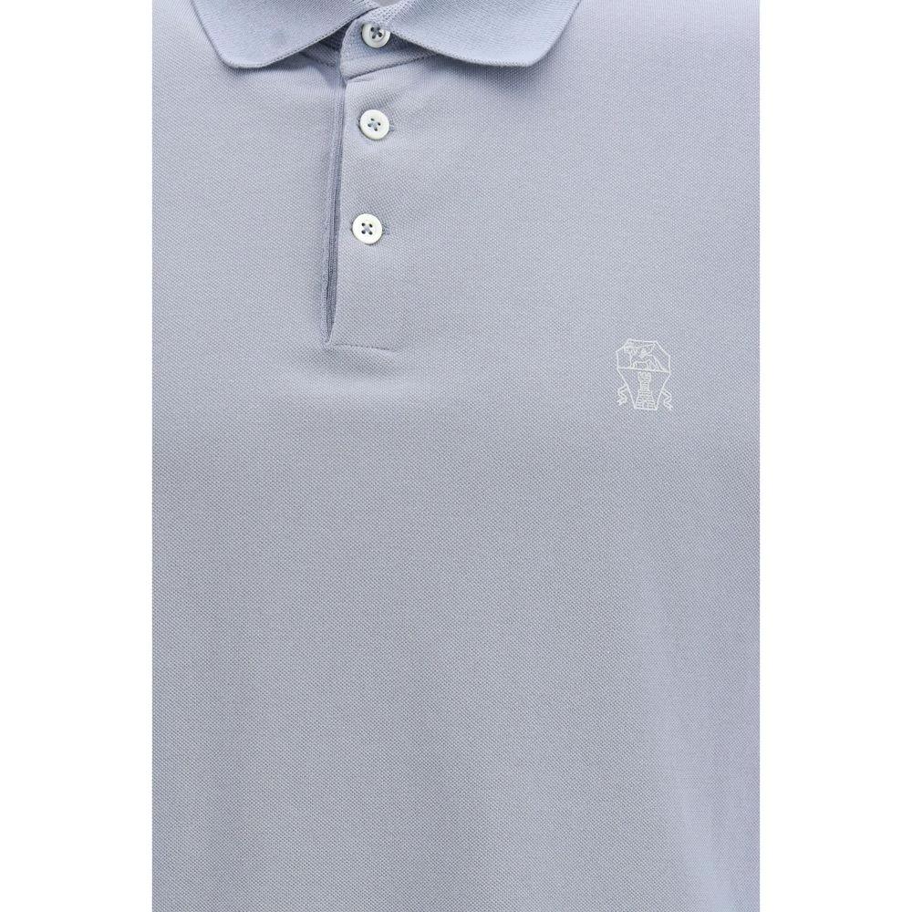 Brunello Cucinelli Blaues Baumwoll-Polohemd by Brunello Cucinelli