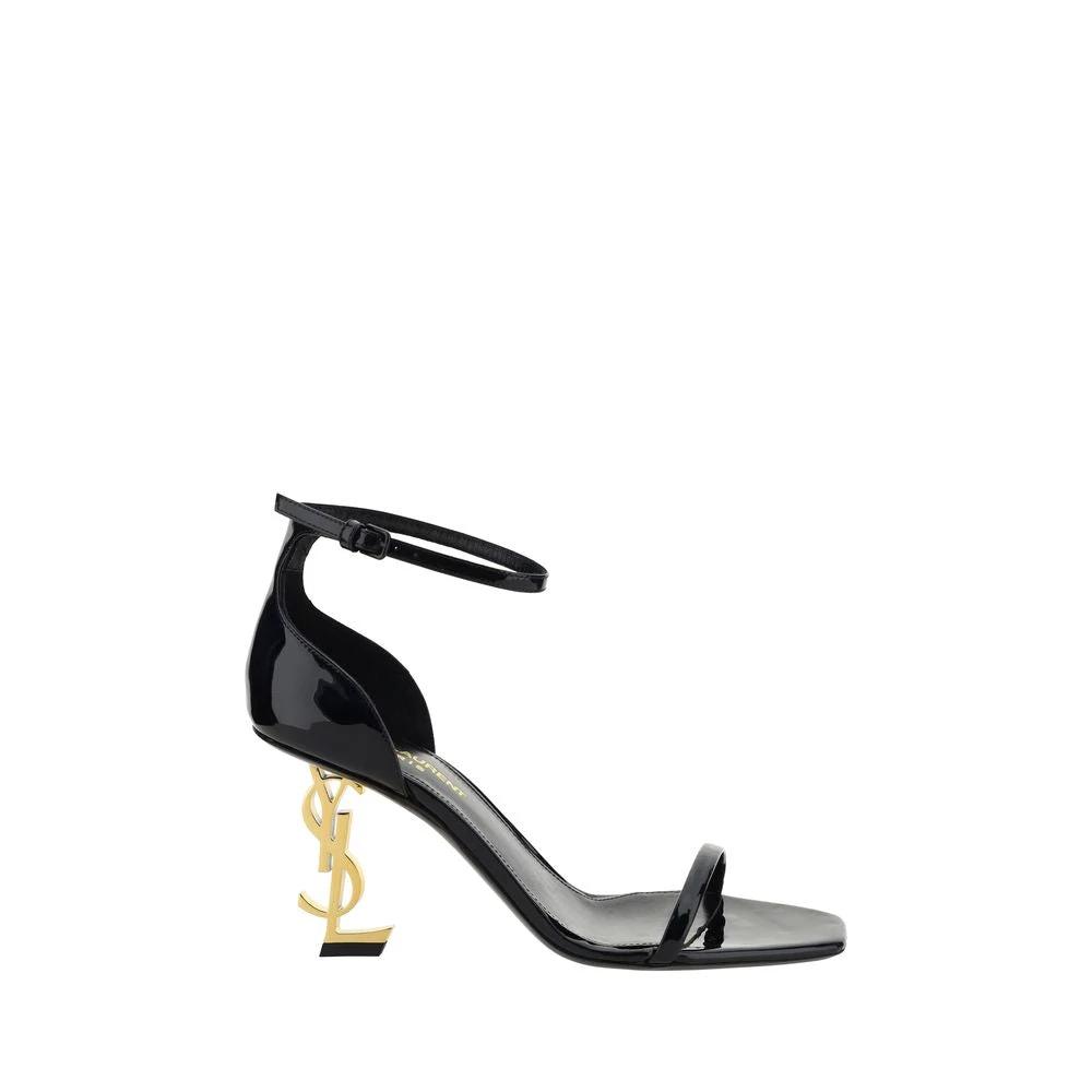 Saint Laurent Schwarze Bos Taurus Kalbsleder-Sandalen mit Stilettoabsatz by Saint Laurent
