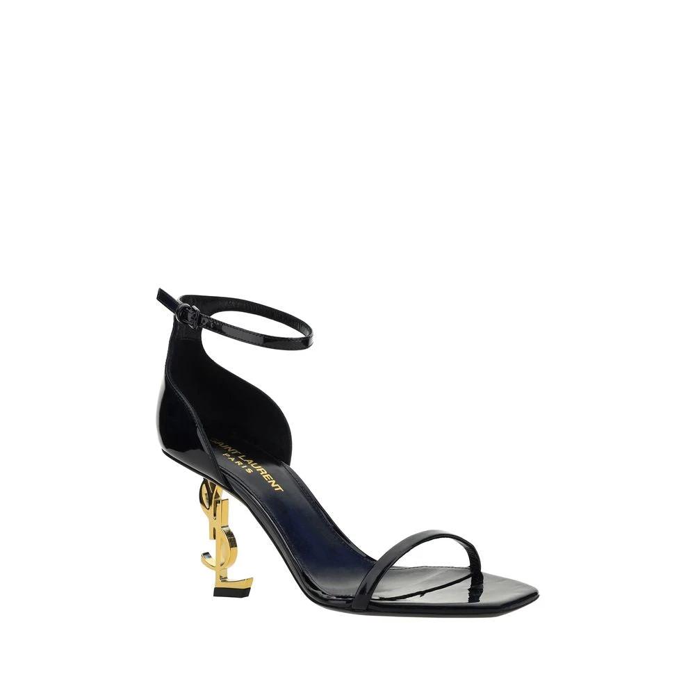 Saint Laurent Schwarze Bos Taurus Kalbsleder-Sandalen mit Stilettoabsatz by Saint Laurent
