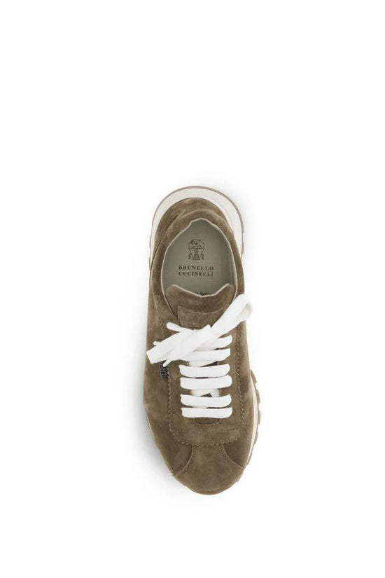Brunello Cucinelli Braune Kalbsleder Bos Taurus Plateau-Sneaker by Brunello Cucinelli