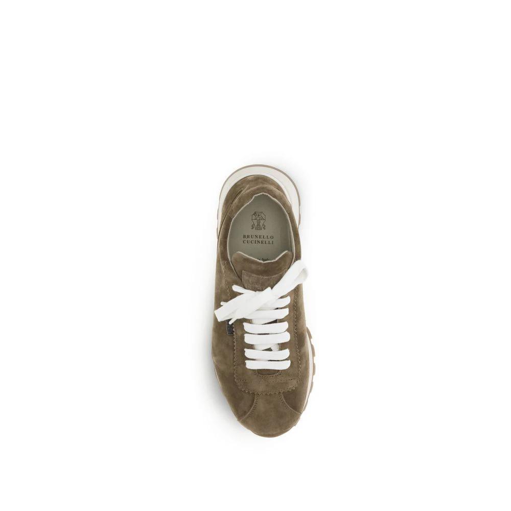 Brunello Cucinelli Braune Kalbsleder Bos Taurus Plateau-Sneaker by Brunello Cucinelli