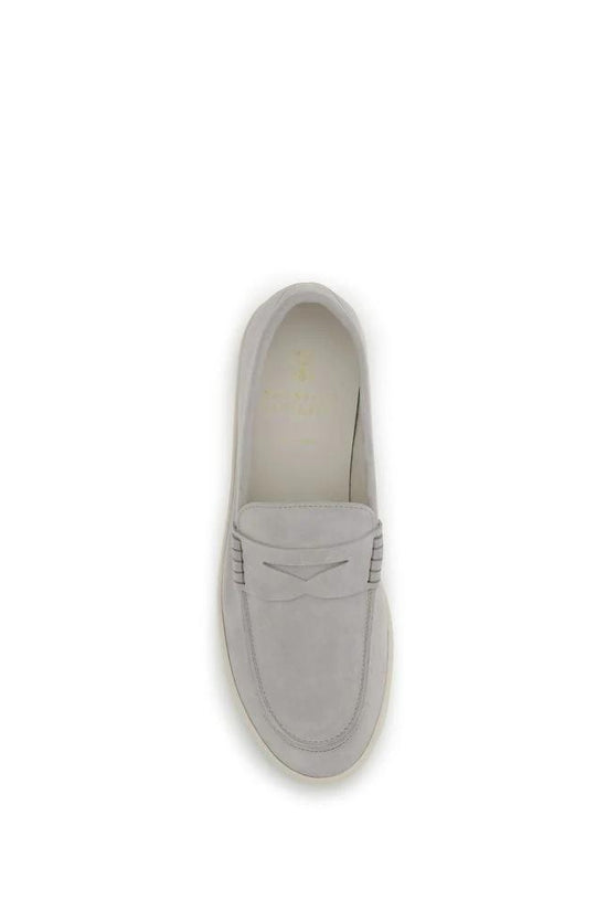 Brunello Cucinelli Beige Kalbsleder Bos Taurus Slipper-Loafer by Brunello Cucinelli