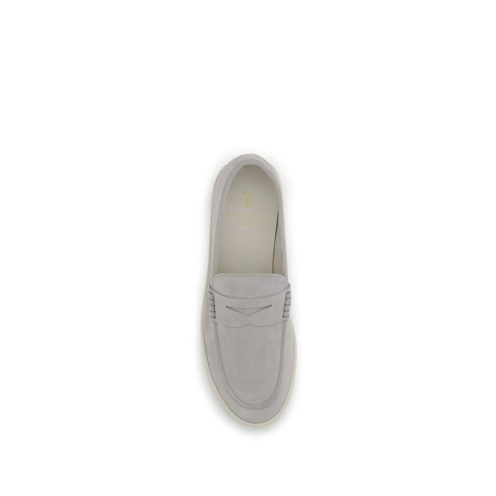 Brunello Cucinelli Beige Kalbsleder Bos Taurus Slipper-Loafer by Brunello Cucinelli