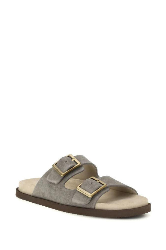 Brunello Cucinelli Graue Sandalen aus Kalbsleder Bos Taurus by Brunello Cucinelli