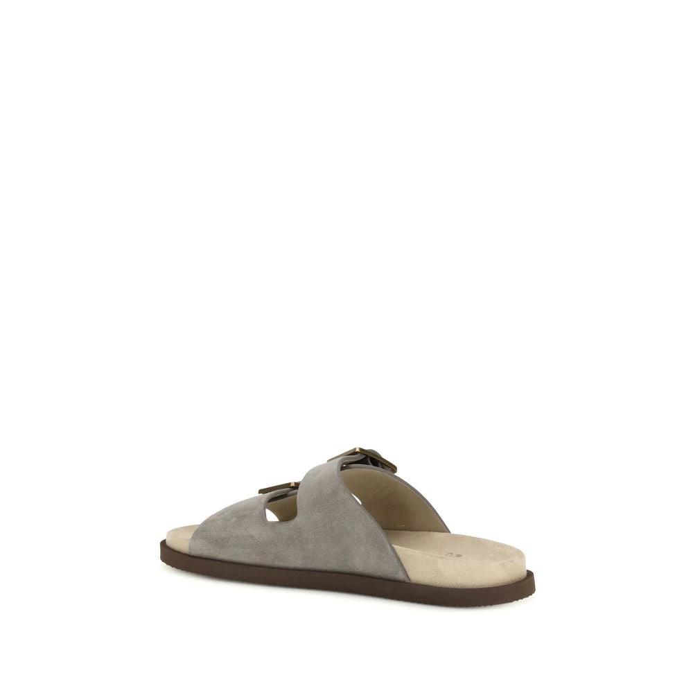 Brunello Cucinelli Graue Sandalen aus Kalbsleder Bos Taurus by Brunello Cucinelli