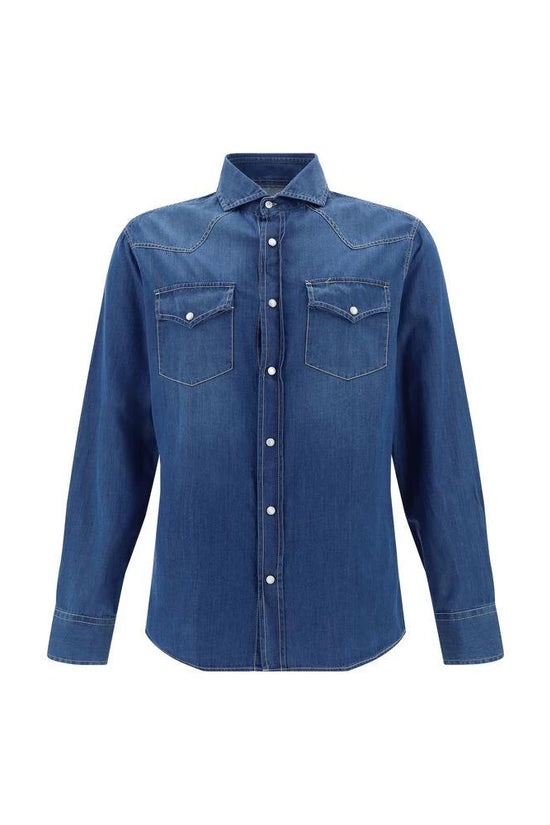 Brunello Cucinelli Cucinelli Blaues Jeanshemd by Brunello Cucinelli Cucinelli
