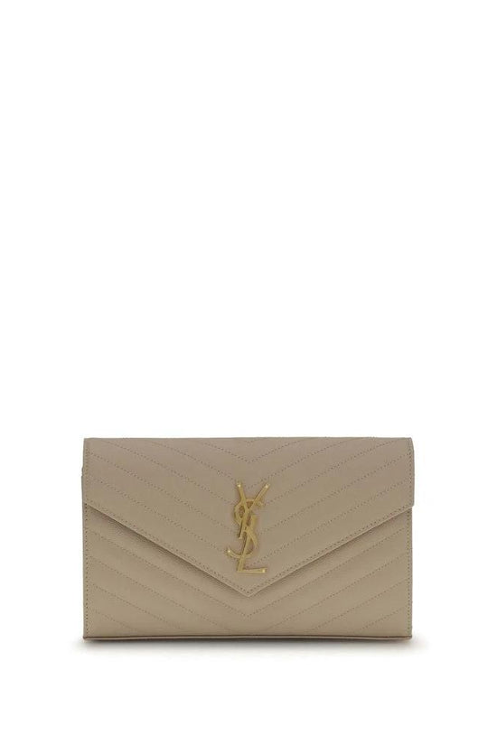 Saint Laurent Beige Kalbsleder Bos Taurus Schultertasche by Saint Laurent