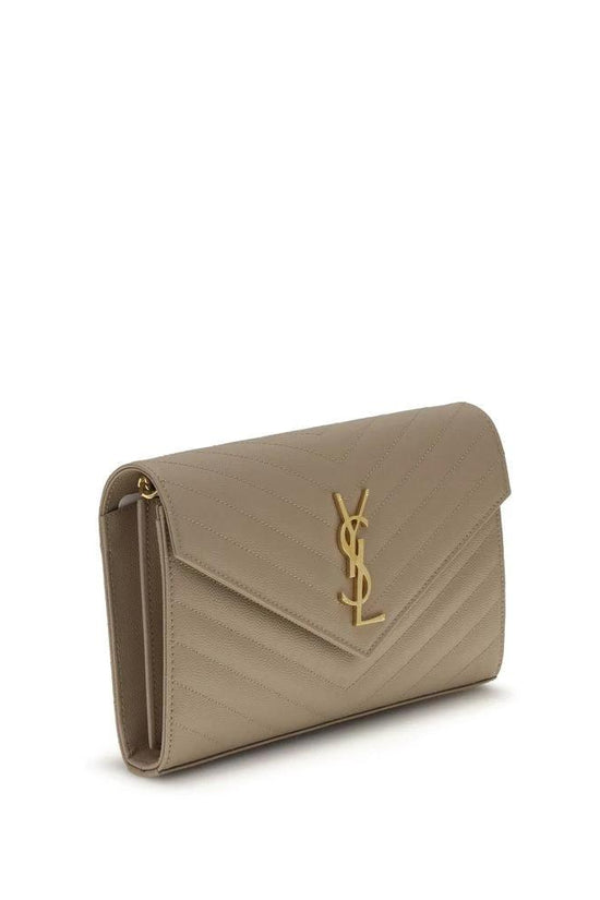 Saint Laurent Beige Kalbsleder Bos Taurus Schultertasche by Saint Laurent