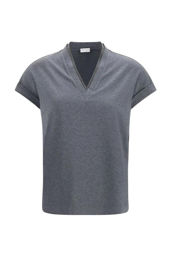 Brunello Cucinelli Cucinelli Graues Baumwoll-T-Shirt by Brunello Cucinelli Cucinelli