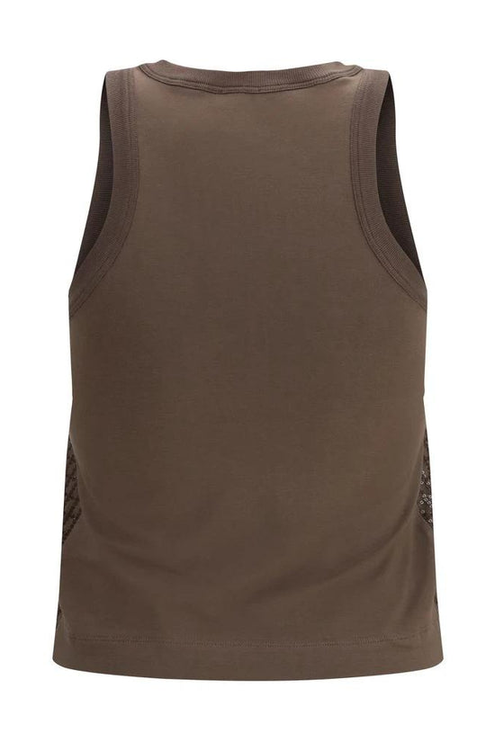 Brunello Cucinelli Braunes ärmelloses Baumwoll-T-Shirt by Brunello Cucinelli