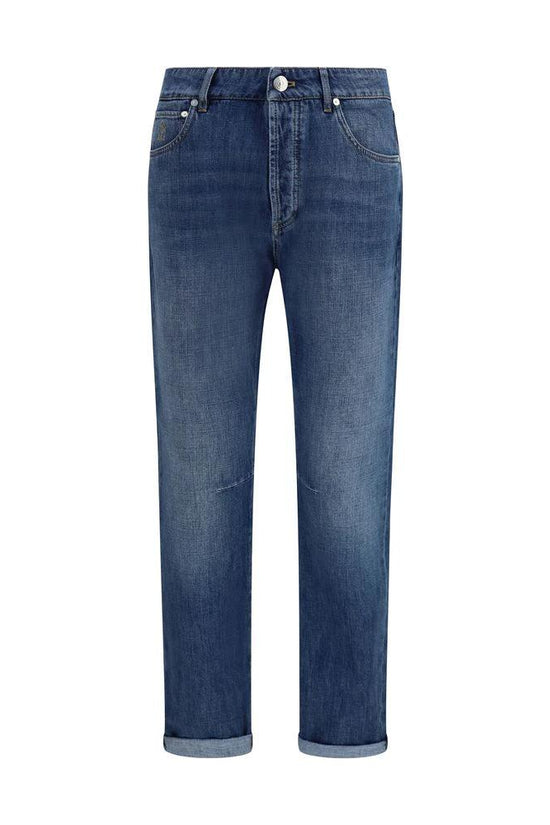 Brunello Cucinelli Cucinelli Blaue Baumwoll-Jeans im geraden Schnitt by Brunello Cucinelli Cucinelli
