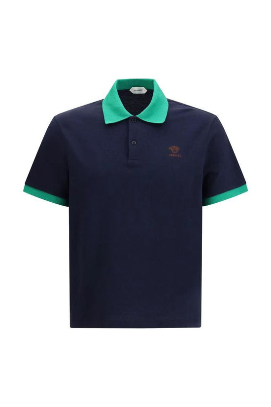 Versace Blaues Baumwoll-Poloshirt by Versace