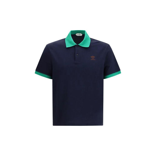Versace Blaues Baumwoll-Poloshirt by Versace