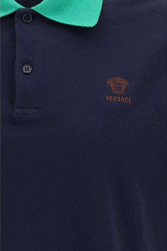 Versace Blaues Baumwoll-Poloshirt by Versace