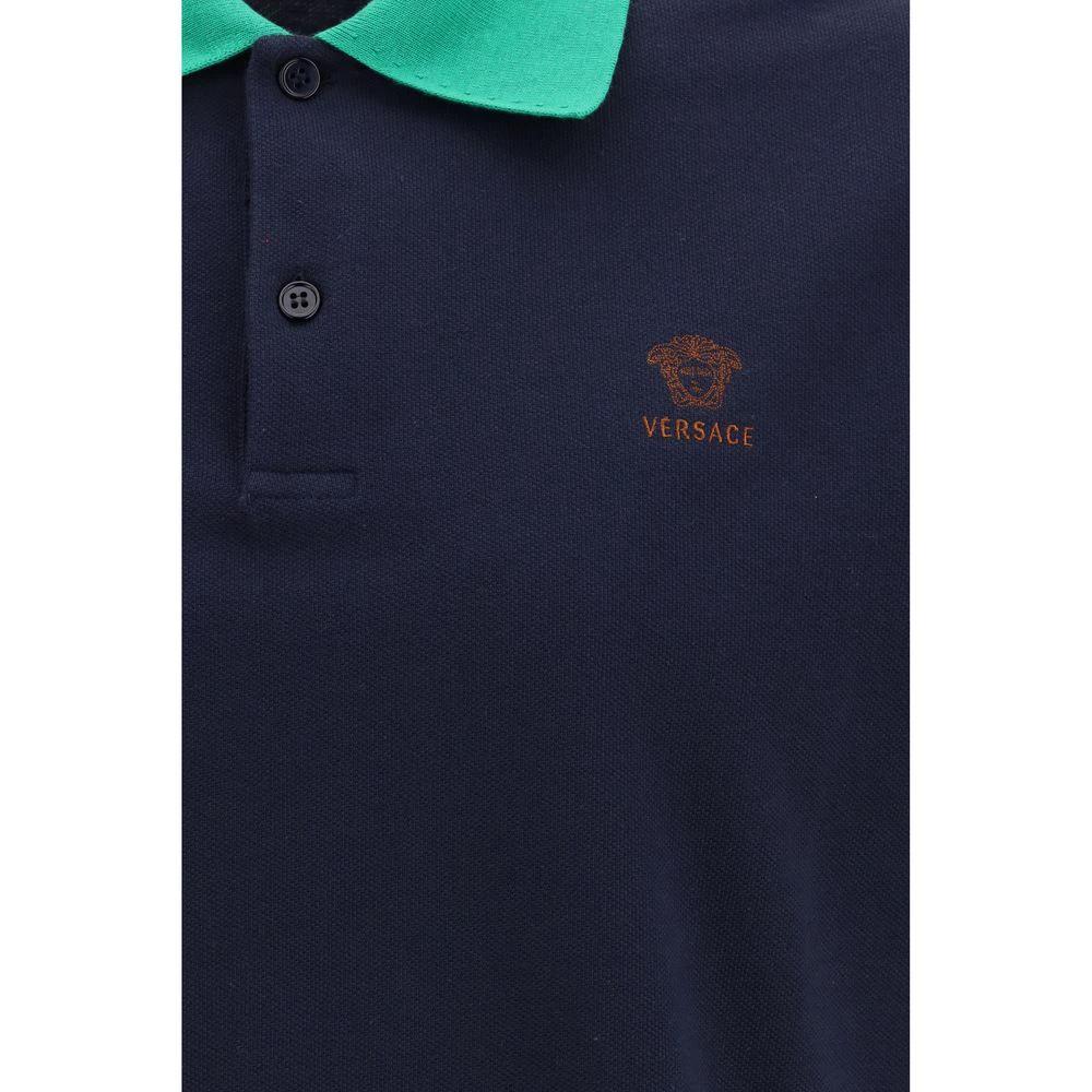 Versace Blaues Baumwoll-Poloshirt by Versace