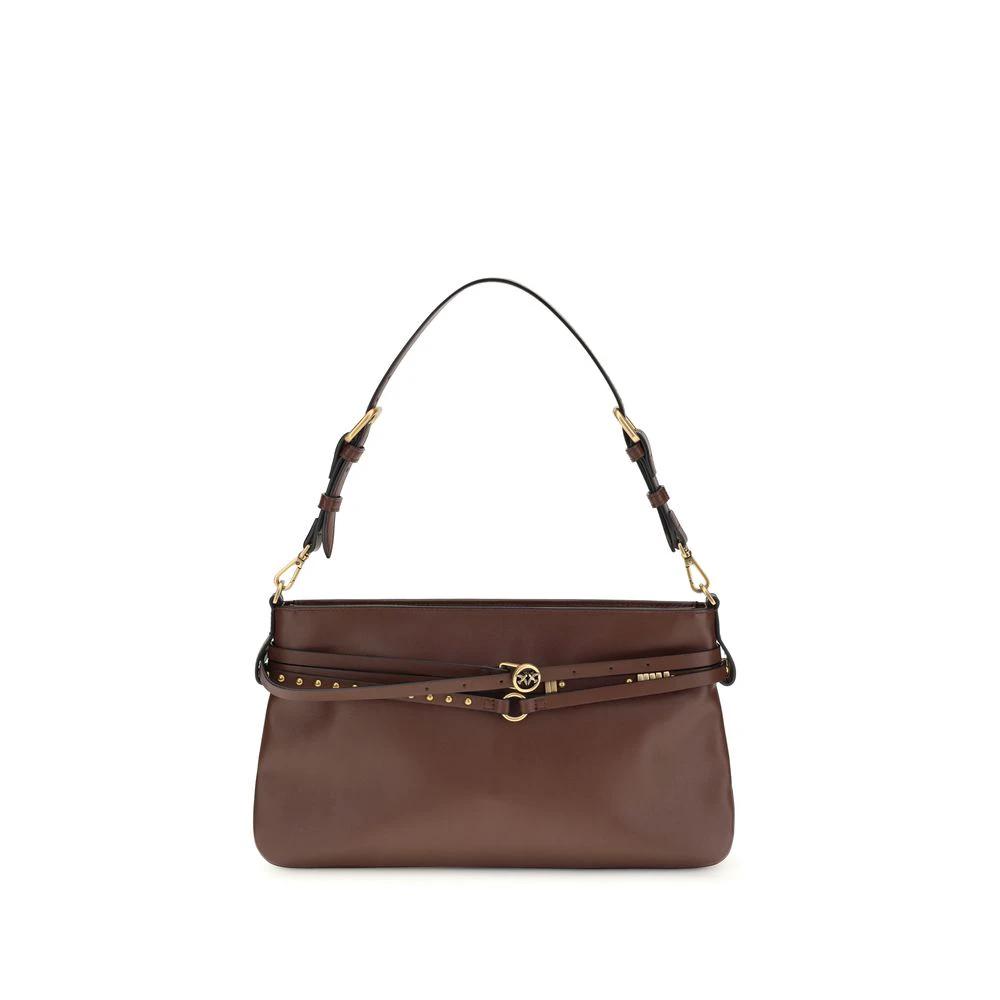 PINKO Schultertasche aus braunem Kalbsleder Bos Taurus by PINKO