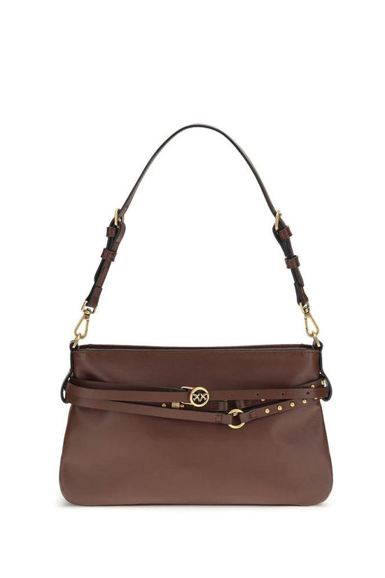 PINKO Braune Kalbsleder Bos Taurus Umhängetasche by PINKO