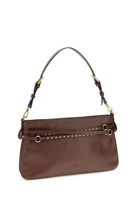 PINKO Schultertasche aus braunem Kalbsleder Bos Taurus by PINKO
