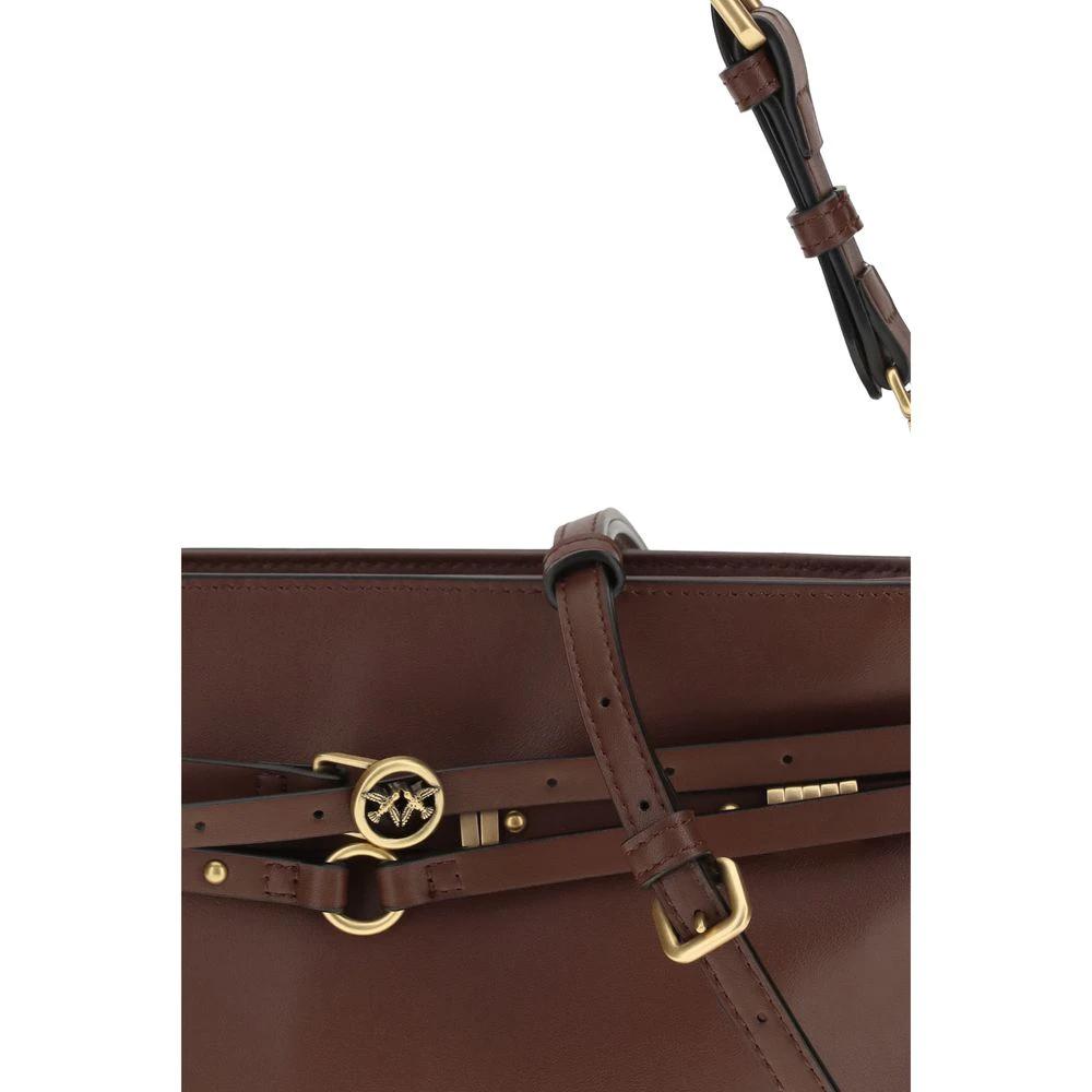PINKO Schultertasche aus braunem Kalbsleder Bos Taurus by PINKO