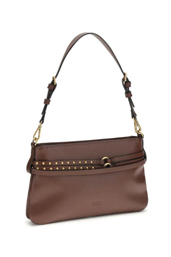 PINKO Braune Kalbsleder Bos Taurus Umhängetasche by PINKO