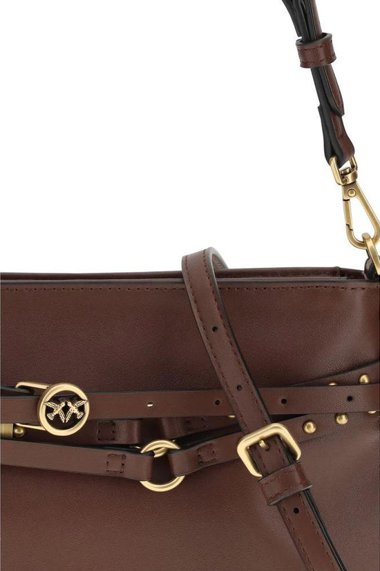 PINKO Braune Kalbsleder Bos Taurus Umhängetasche by PINKO
