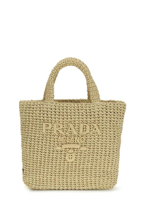 Prada Beige Raffia Handtasche by Prada