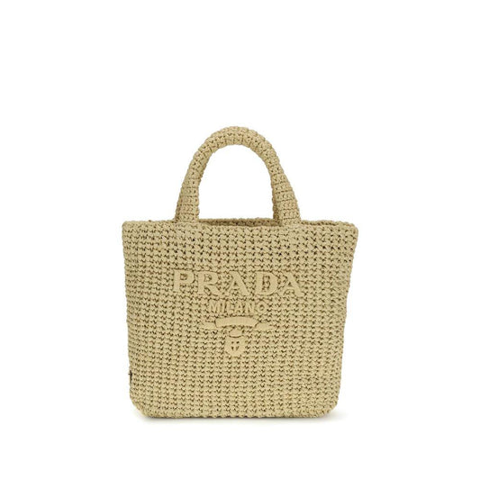 Prada Beige Raffia Handtasche by Prada
