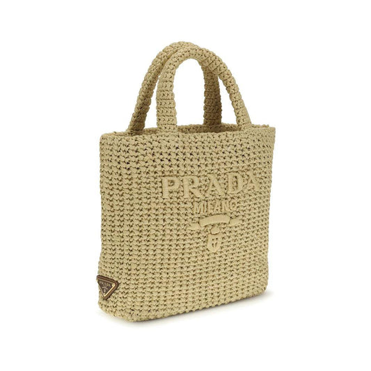 Prada Beige Raffia Handtasche by Prada