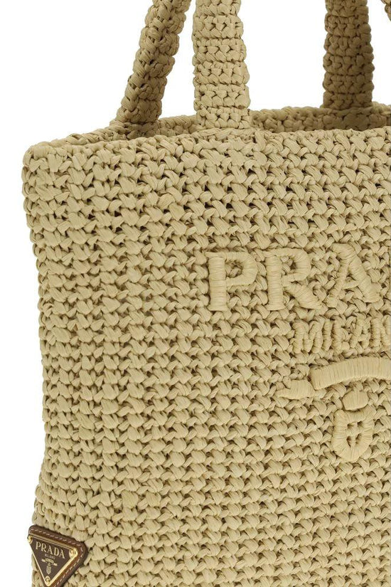Prada Beige Raffia Handtasche by Prada