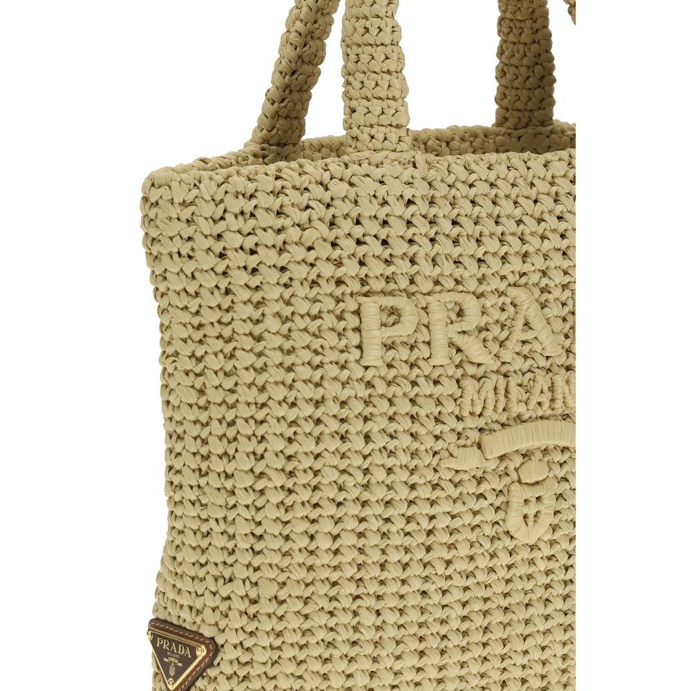 Prada Beige Raffia Handtasche by Prada