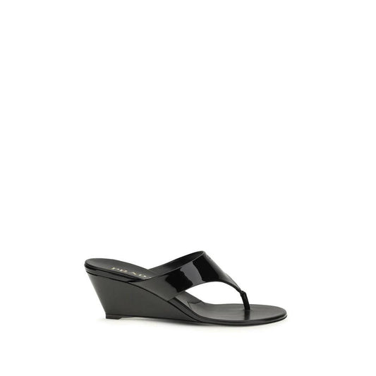 Prada Schwarze Keilabsatz-Sandalen aus Kalbsleder Bos Taurus by Prada