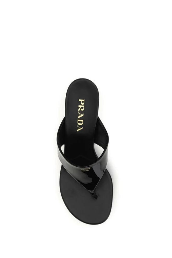 Prada Schwarze Keilabsatz-Sandalen aus Kalbsleder Bos Taurus by Prada