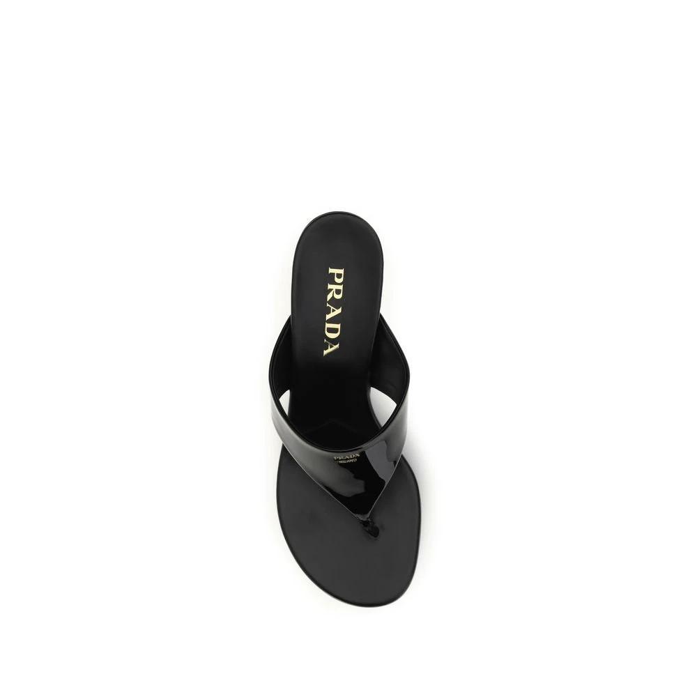 Prada Schwarze Keilabsatz-Sandalen aus Kalbsleder Bos Taurus by Prada