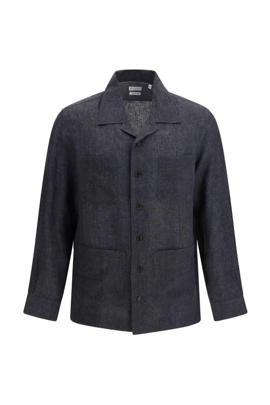 Brunello Cucinelli Cucinelli Graues Hemd aus Leinen mit Muster by Brunello Cucinelli Cucinelli
