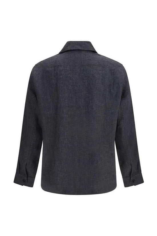 Brunello Cucinelli Graues Hemd aus Leinen mit Muster by Brunello Cucinelli
