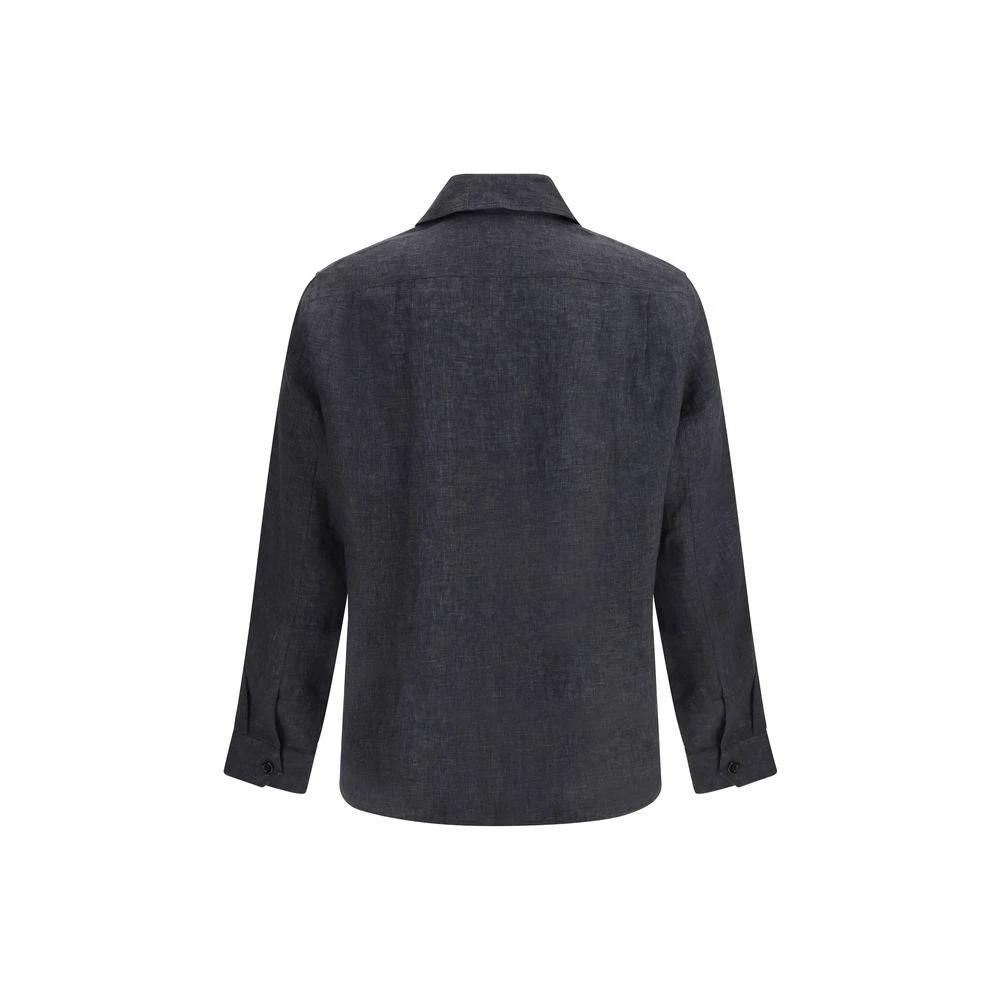 Brunello Cucinelli Graues Hemd aus Leinen mit Muster by Brunello Cucinelli