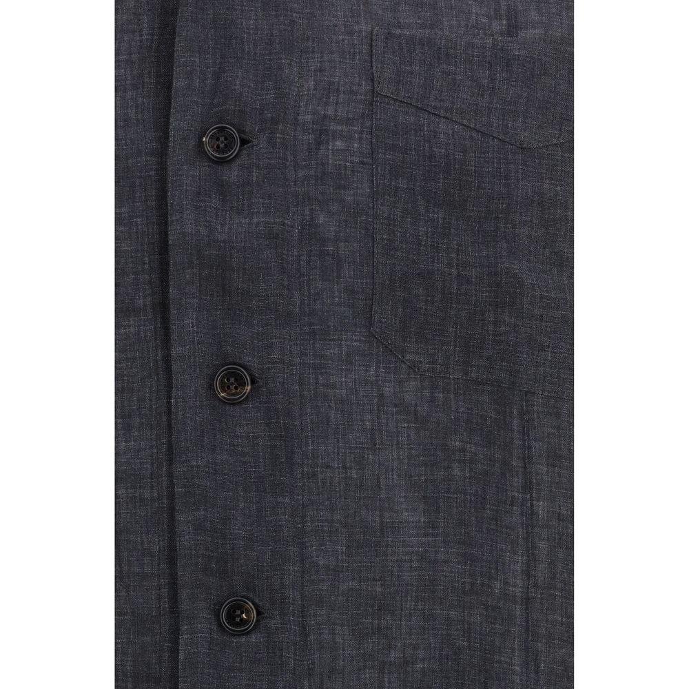 Brunello Cucinelli Graues Hemd aus Leinen mit Muster by Brunello Cucinelli