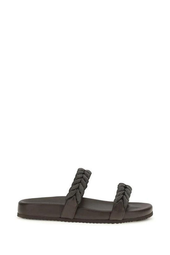 Brunello Cucinelli Braune Kalbsleder-Sandalen Bos Taurus by Brunello Cucinelli