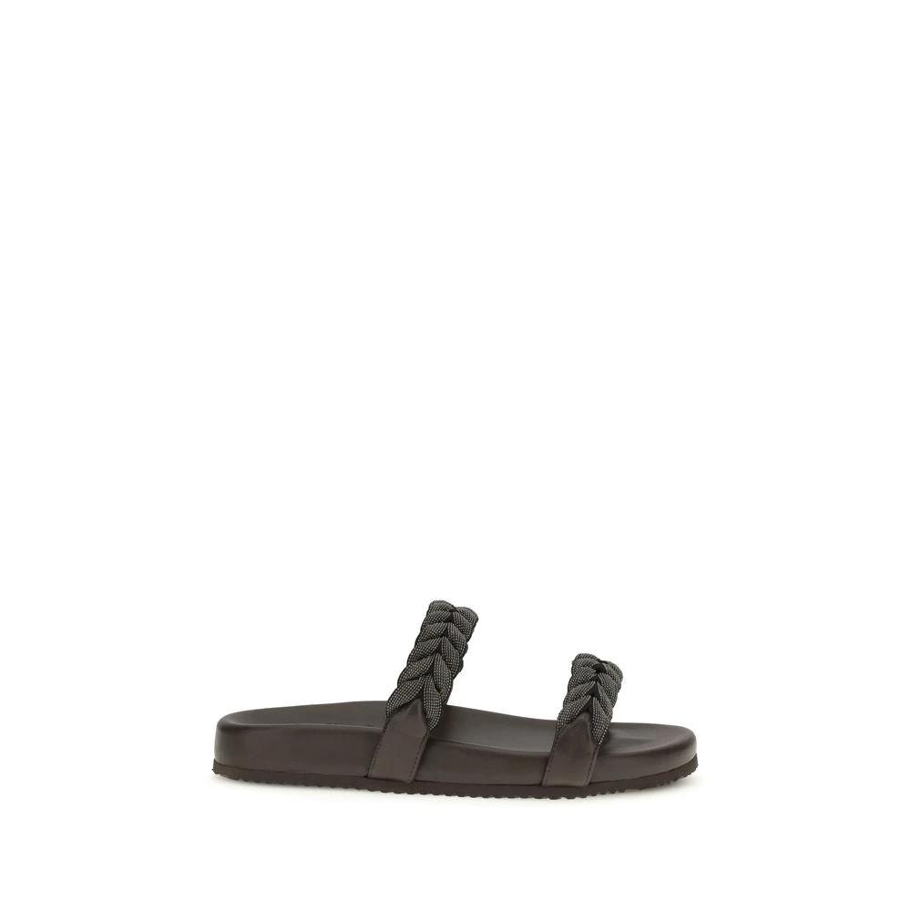 Brunello Cucinelli Braune Kalbsleder-Sandalen Bos Taurus by Brunello Cucinelli