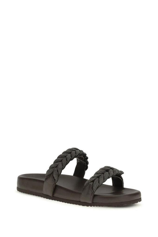 Brunello Cucinelli Braune Kalbsleder-Sandalen Bos Taurus by Brunello Cucinelli